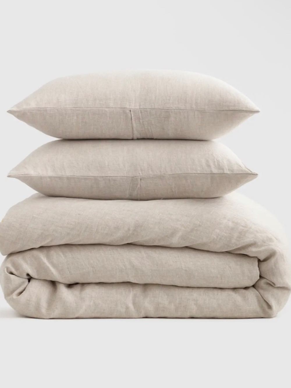 Quince Full/Queen European Linen Duvet Set Natural Chambray 3-Piece Set NWOT